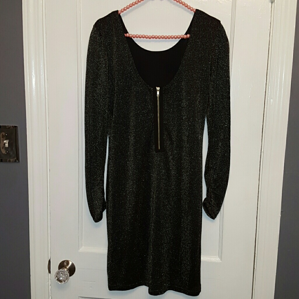 Speechless Black and Gold Mini Dress - Picture 2 of 4